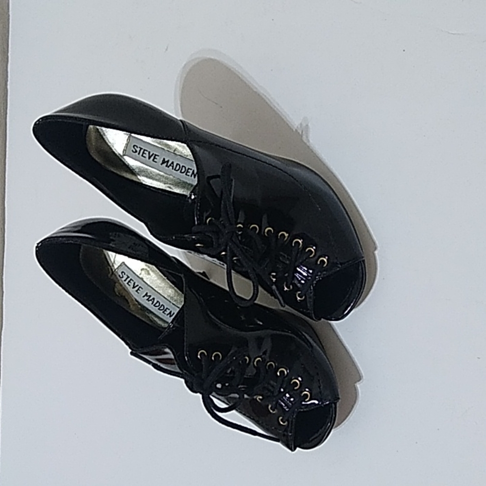 Steve Madden Lace Up Black Peep Toe Heels